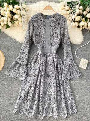 A Line Lace Long Sleeve Dress Fashion Dress P334
