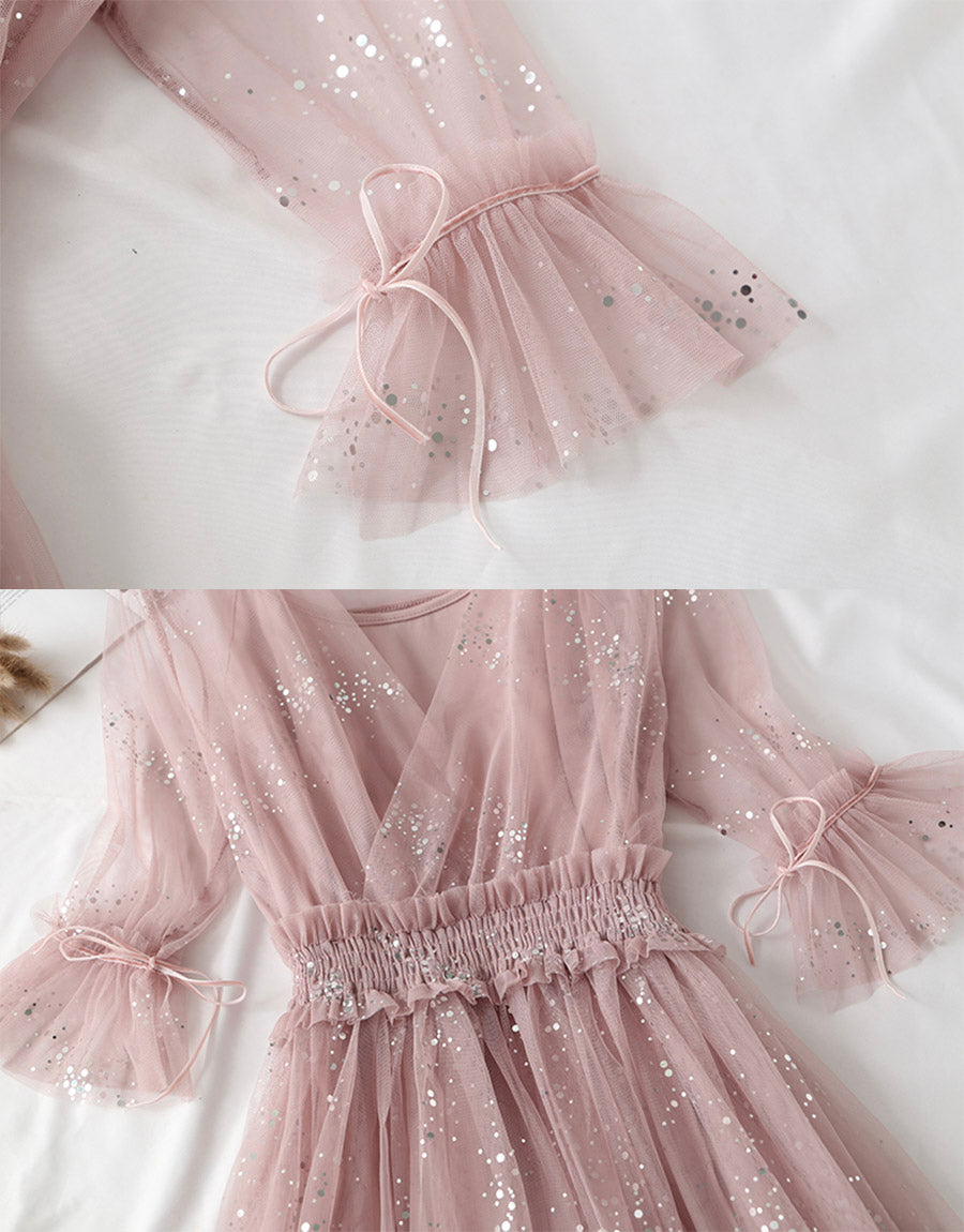 A Line Two Pieces Tulle Dress With Sequins P336 - Image 3