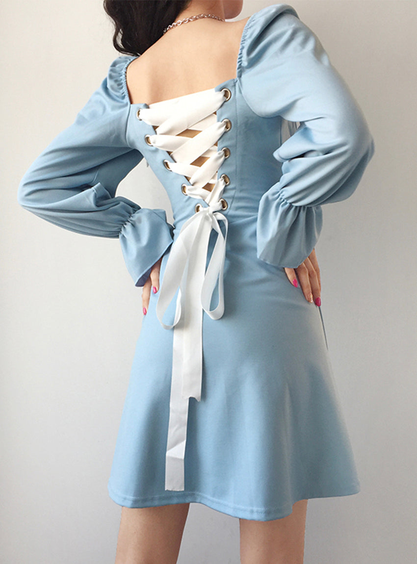 A Line Long Sleeve Little Dress Black Dress P342 - Image 4