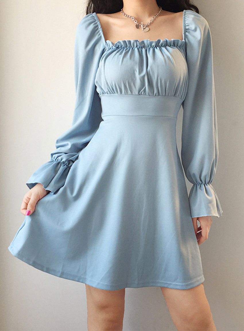 A Line Long Sleeve Little Dress Black Dress P342 - Image 5