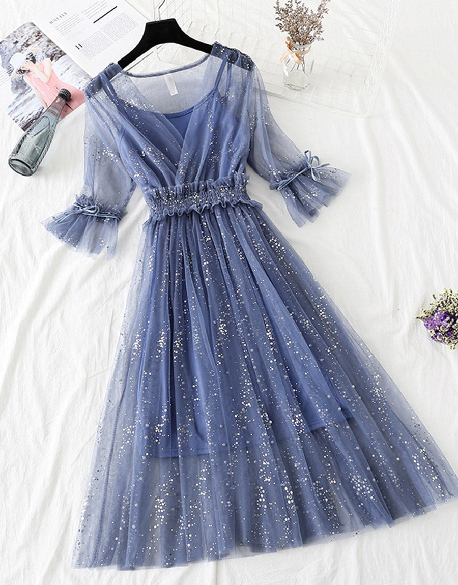 A Line Two Pieces Tulle Dress With Sequins P336 - Image 6