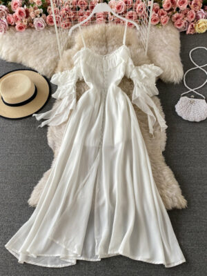 Cute Chiffon White Dress Fashion Dress P341