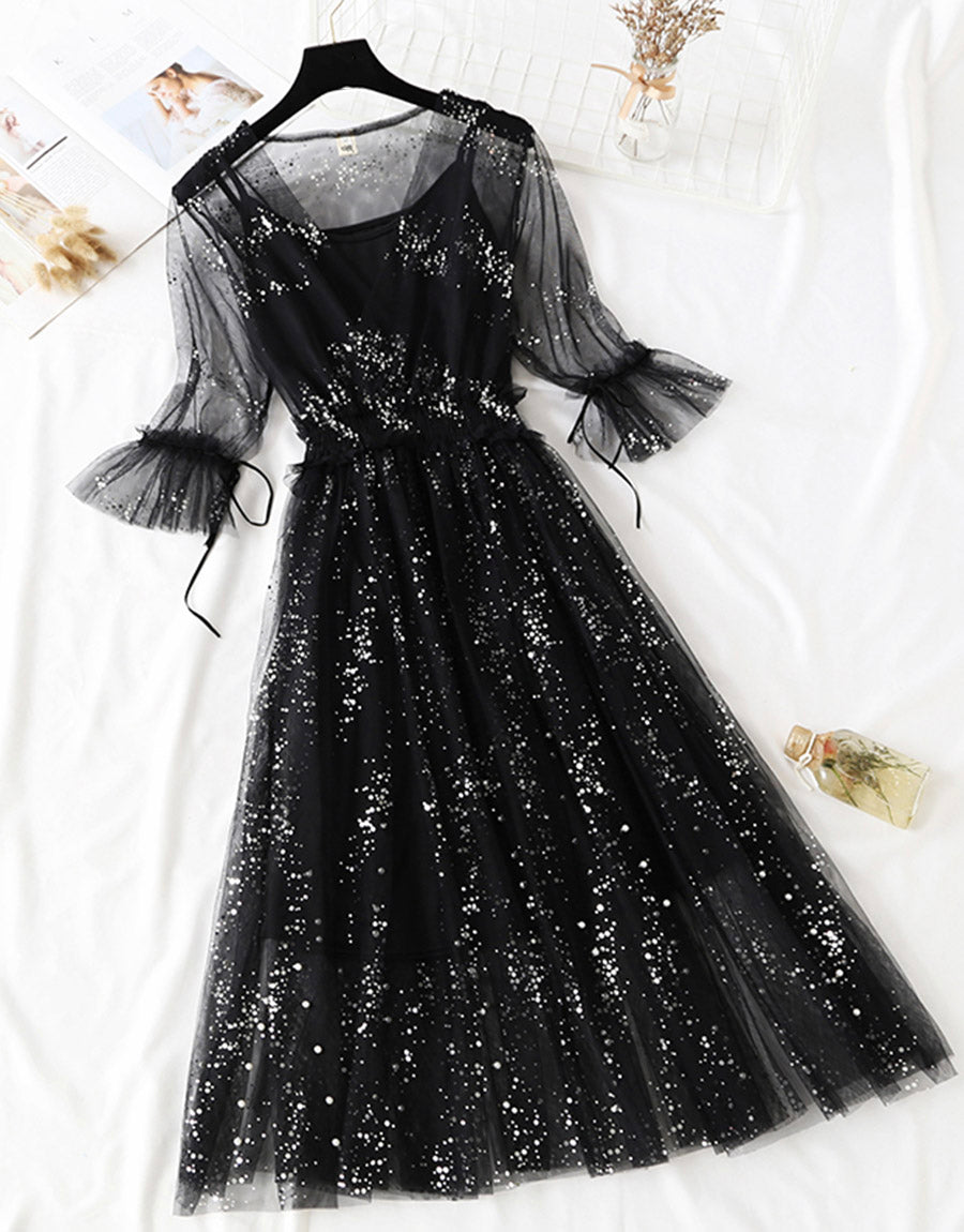 A Line Two Pieces Tulle Dress With Sequins P336 - Image 9