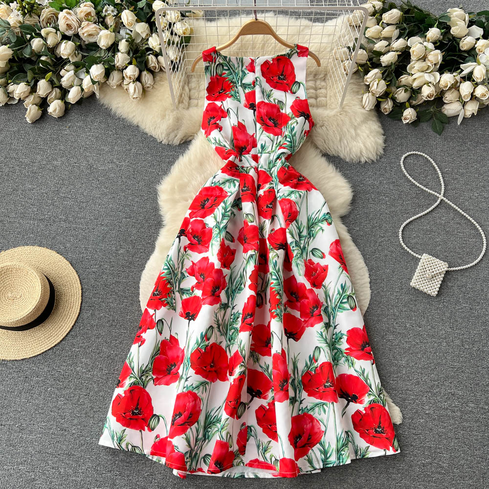 Sexy Scoop Floral Dress Women Holiday Dress P196 - Image 4