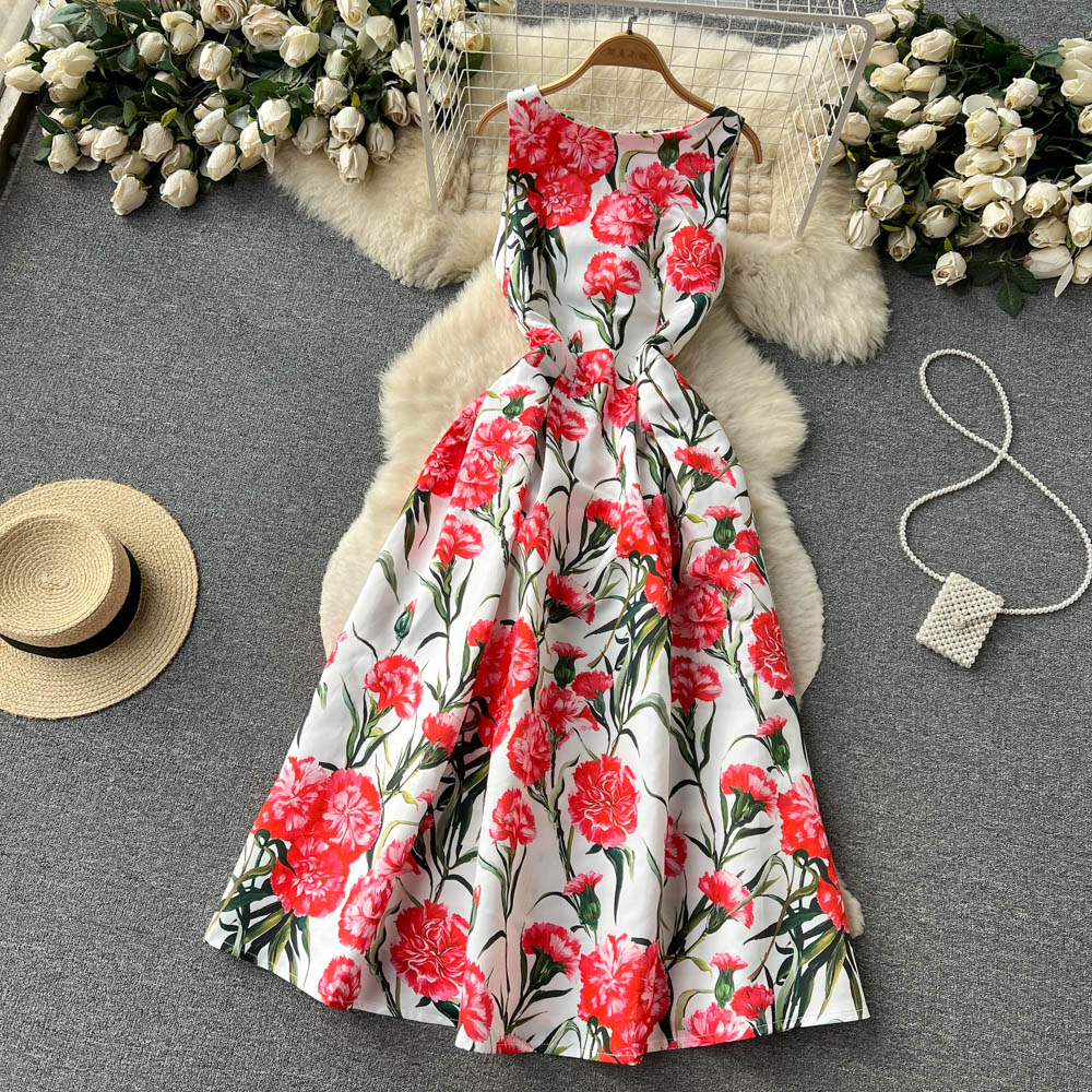Sexy Scoop Floral Dress Women Holiday Dress P196 - Image 8