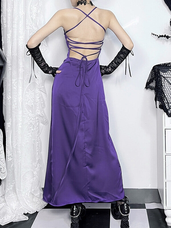 Elegant slit suspender dress - Image 4
