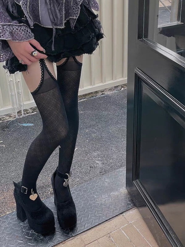 Georgina plaid suspender tights - Image 2