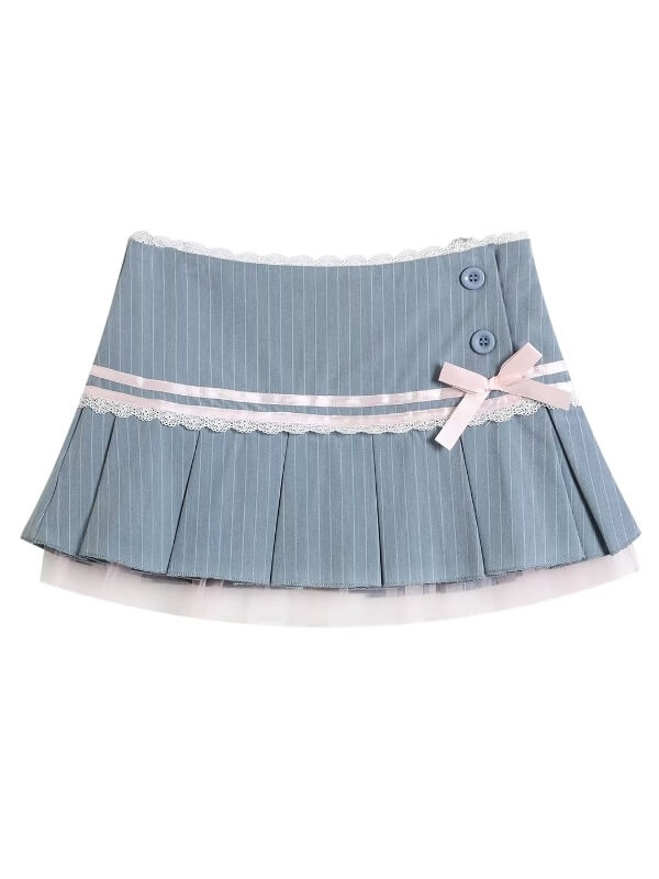 Girly academia pinstriped mini skirt - Image 5