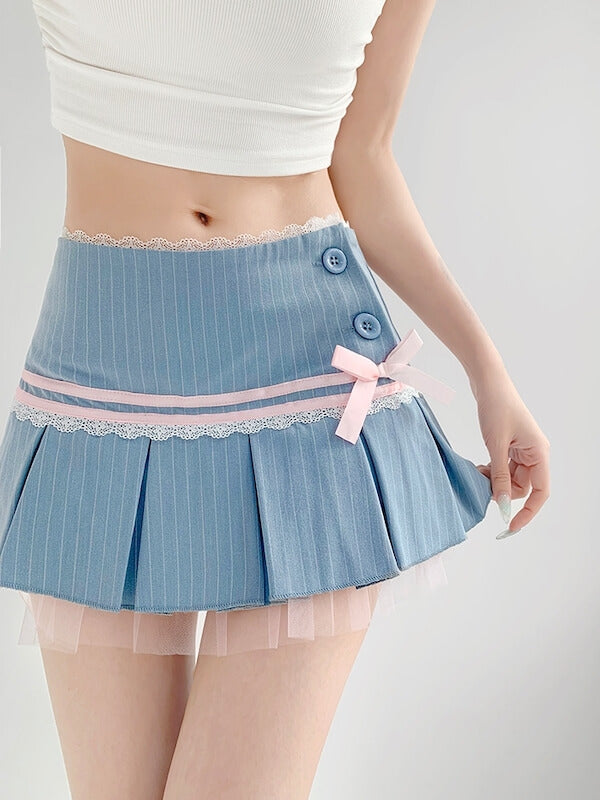Girly academia pinstriped mini skirt - Image 2