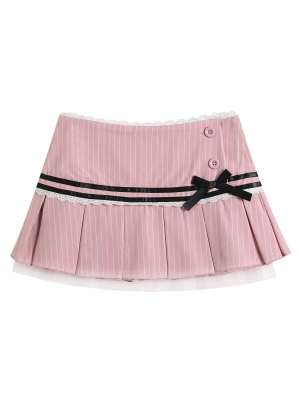Girly academia pinstriped mini skirt - Image 4