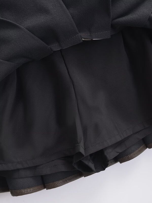 Hot girl leather pleated skirt - Image 9