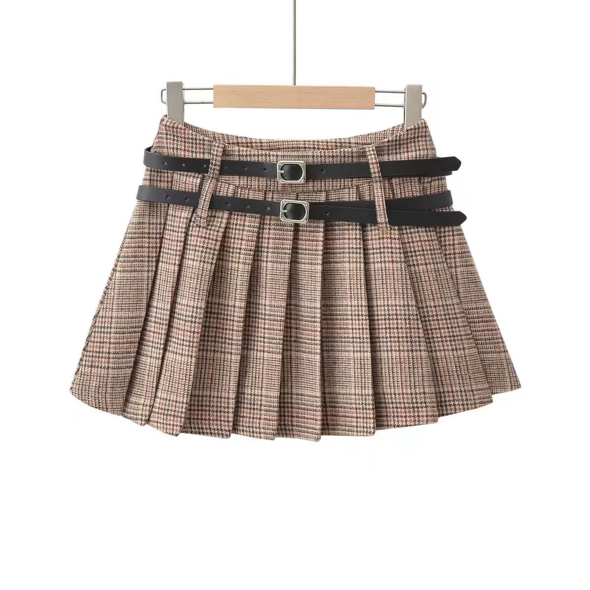 Khaki vintage double belts skirt - Image 4