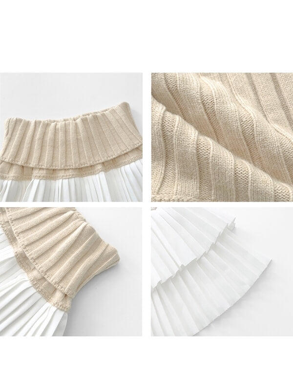 Knitted patchwork layer pleated skirt - Image 5