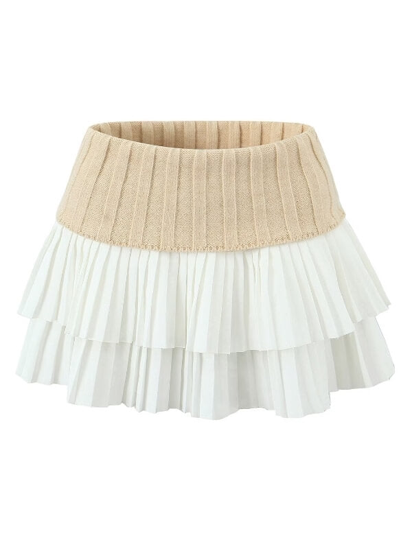 Knitted patchwork layer pleated skirt - Image 7