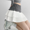Knitted patchwork layer pleated skirt
