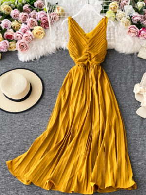 Simple V-neck Dress Sleeveless Dress P267