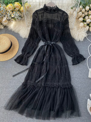 Unique Tulle Long Sleeve Dress Fashion Dress P322
