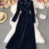 Elegant Velvet Long Coat Dress P300