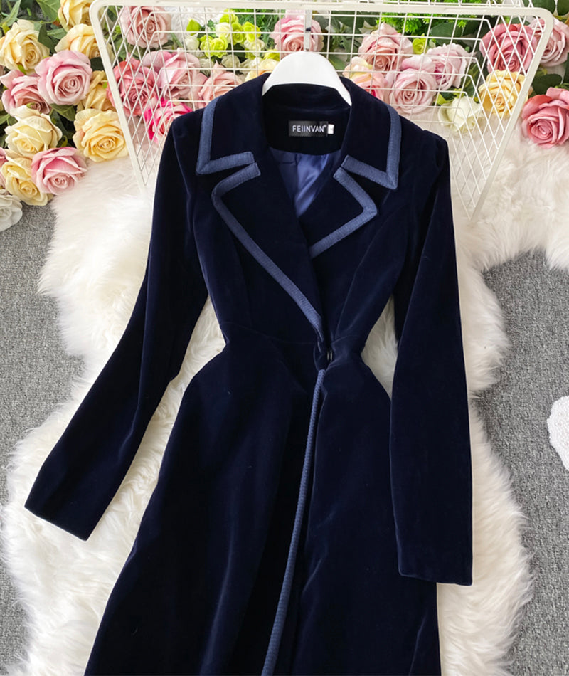 Elegant Velvet Long Coat Dress P300 - Image 2