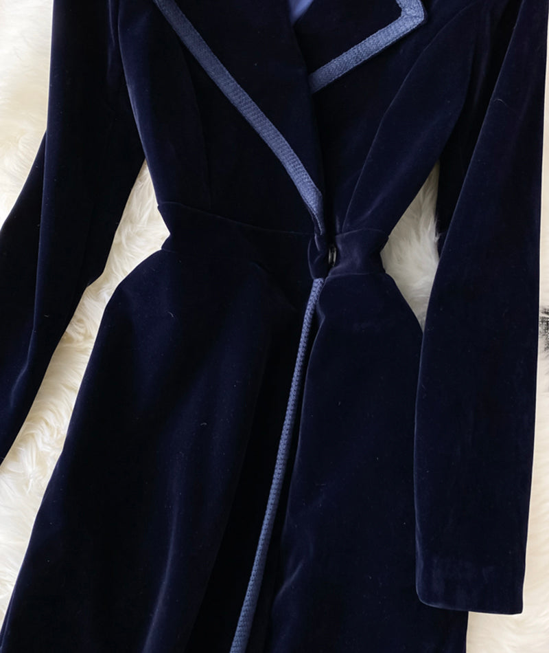 Elegant Velvet Long Coat Dress P300 - Image 3