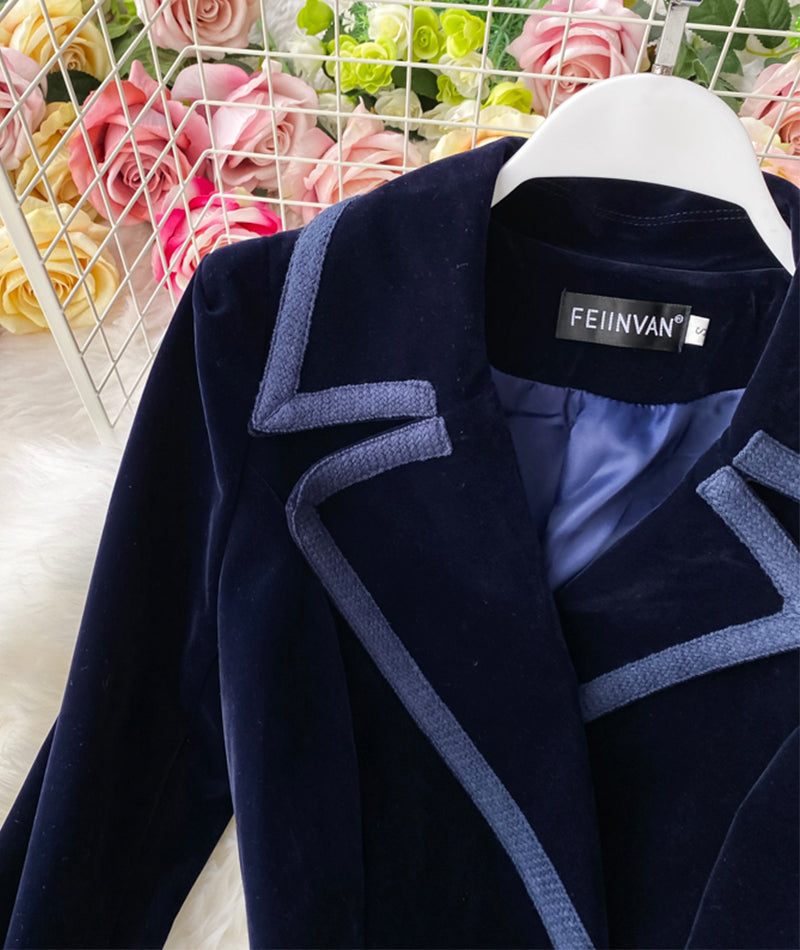 Elegant Velvet Long Coat Dress P300 - Image 4