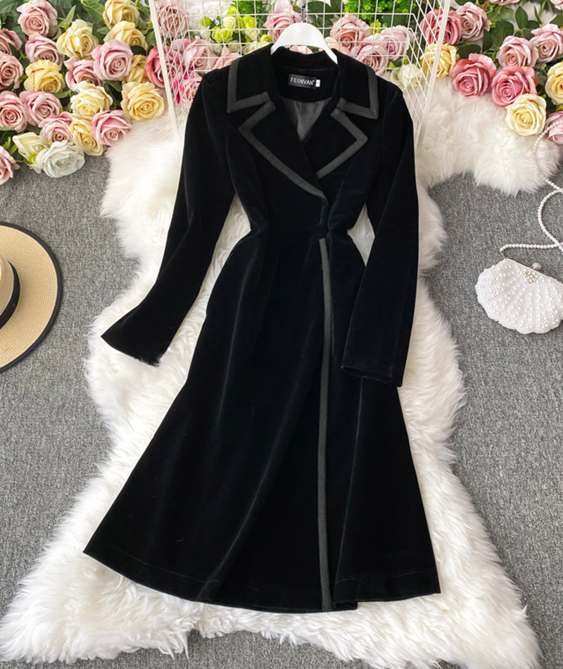 Elegant Velvet Long Coat Dress P300 - Image 6