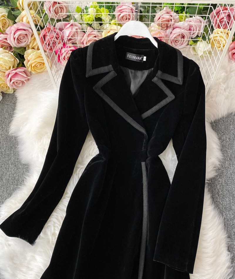 Elegant Velvet Long Coat Dress P300 - Image 7