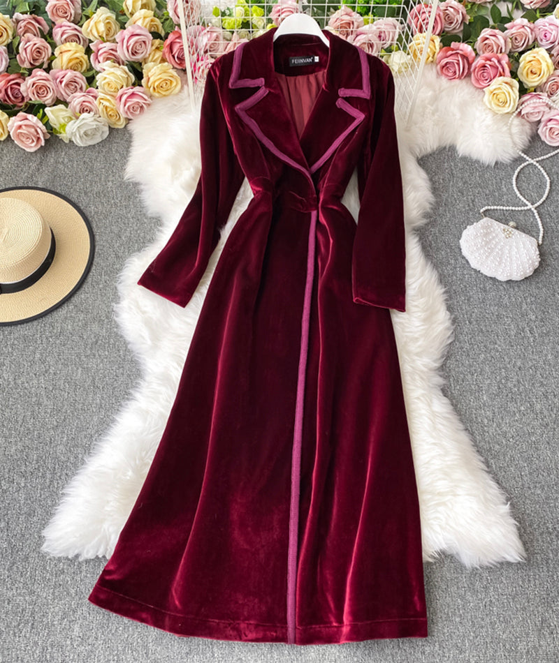 Elegant Velvet Long Coat Dress P300 - Image 8