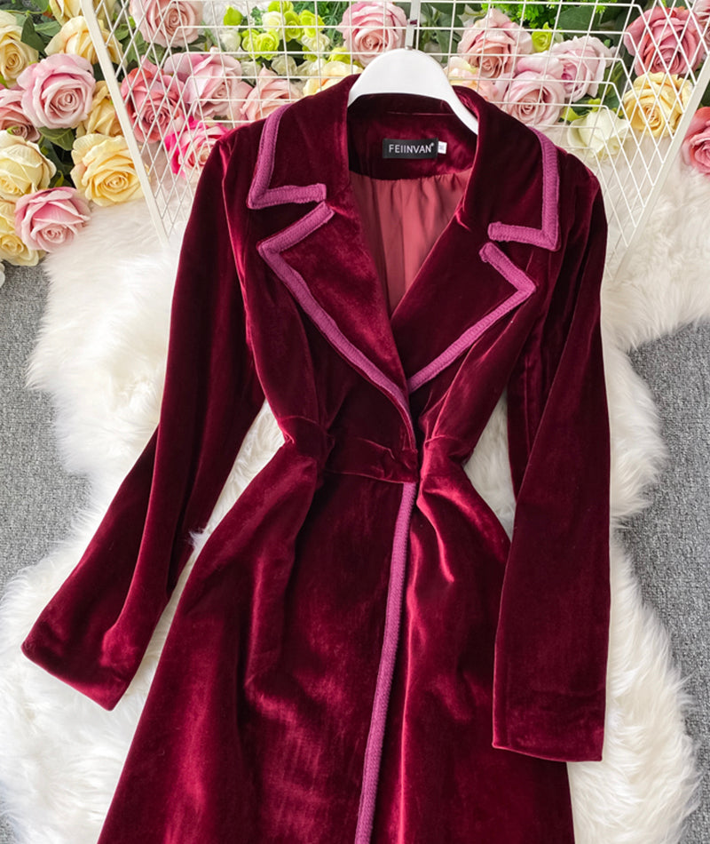 Elegant Velvet Long Coat Dress P300 - Image 9