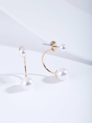 Faux Pearl Double Jacket Earrings