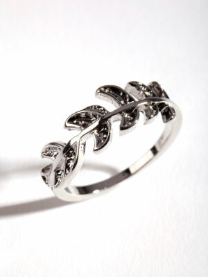 Rhodium Leaf Ring