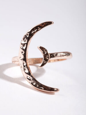 Rose Crescent Moon Open Ring
