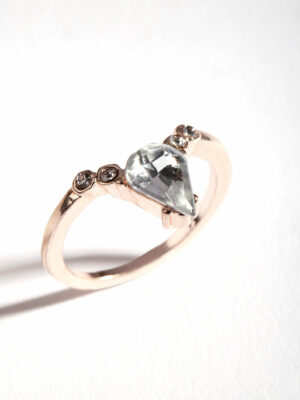 Rose Crystal V-Shaped Ring