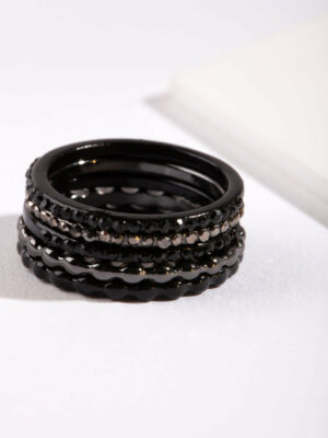 Black Fine Ring Stack