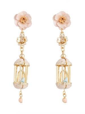 & Pastel Flower Birdcage Earrings