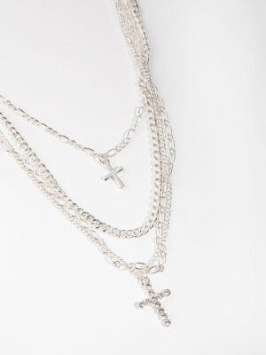Mix Chain Cross 4-row Necklace