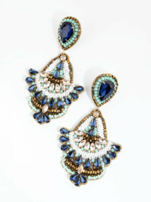 Green Beaded Chandelier Earrings