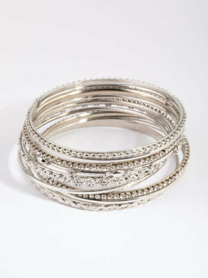 Rhodium Statement Bangle Pack
