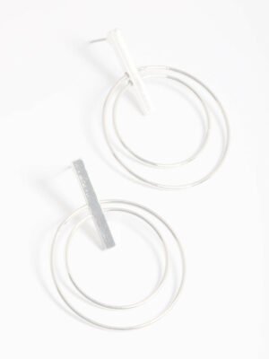 Rhodium Double Sided Circle Earrings