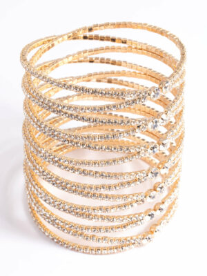 Cross Over Eight Row Cuff Bracelet