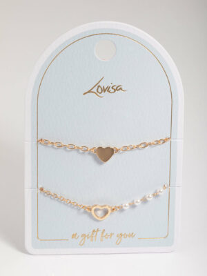 Open Heart & Pearl Bracelet Pack