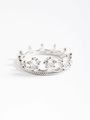 Rhodium  Crown Ring