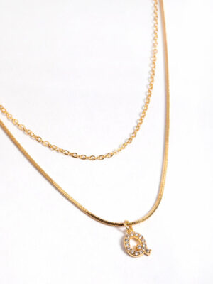 Letter Q Layered Initial Necklace