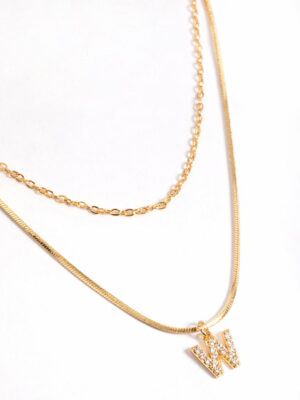 Letter W Layered Initial Necklace