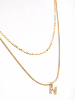 Letter H Layered Initial Necklace