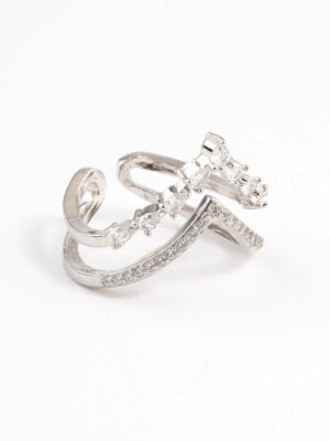 Rhodium Elegant V Ring
