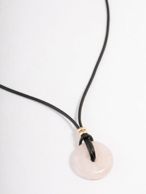 Rose Quartz Donut Cord Necklace