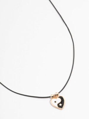 Yin & Yang Heart Cord Necklace