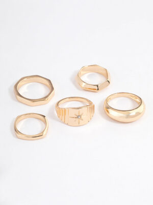Mixed Shape Star Ring 5-Pack