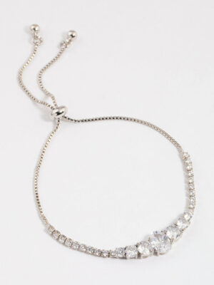 Rhodium  Large Oval Toggle Tennis Bangle